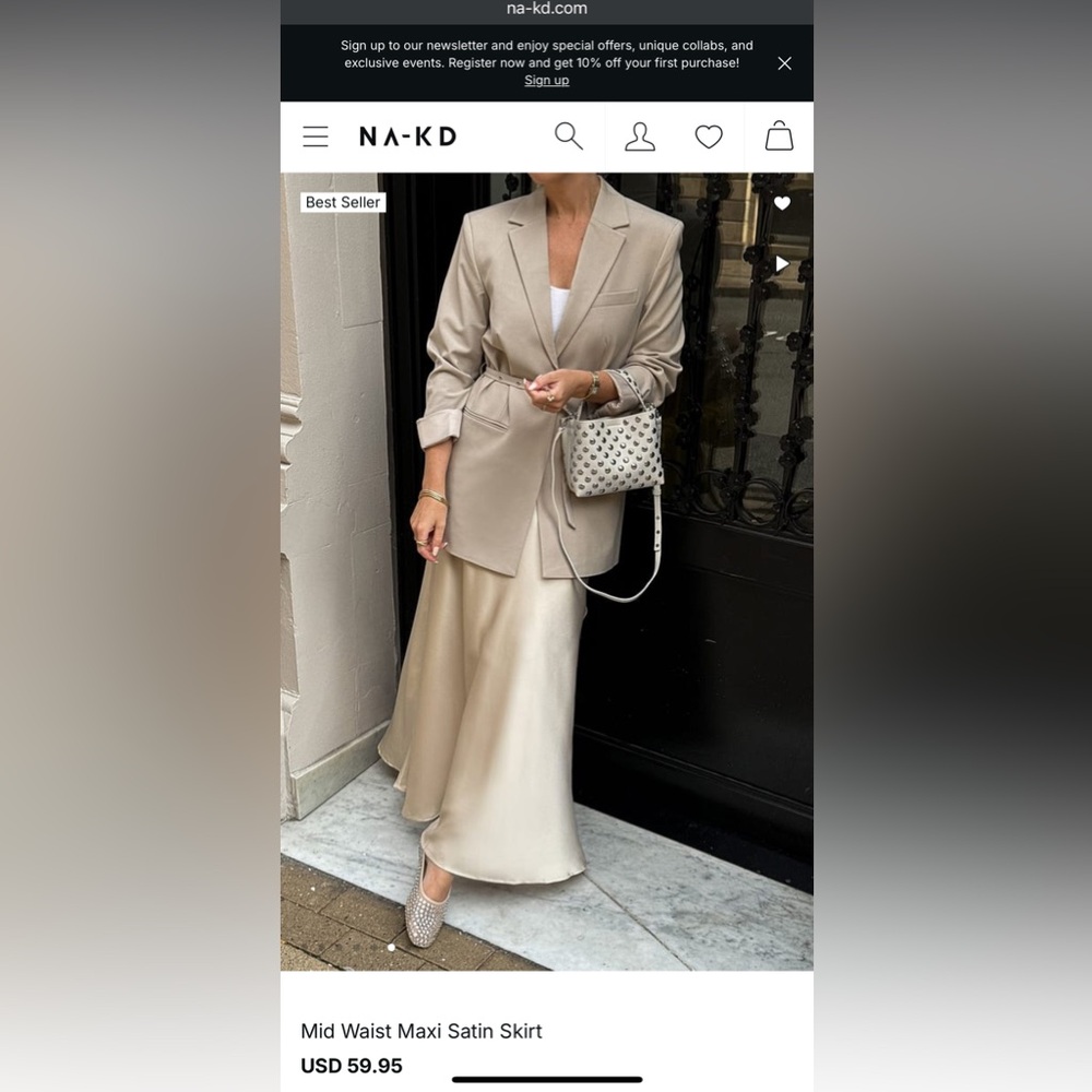 NA-KD Mid Waist Maxi Satin Skirt